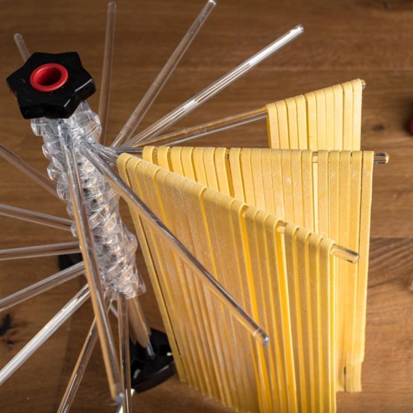 Marcato Tacapasta compact pasta drying rack in a small kitchen space