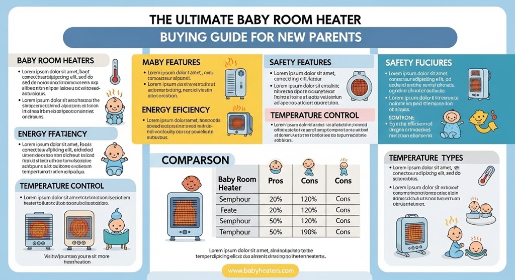 Quiet ceramic heater positioned away from crib in baby room