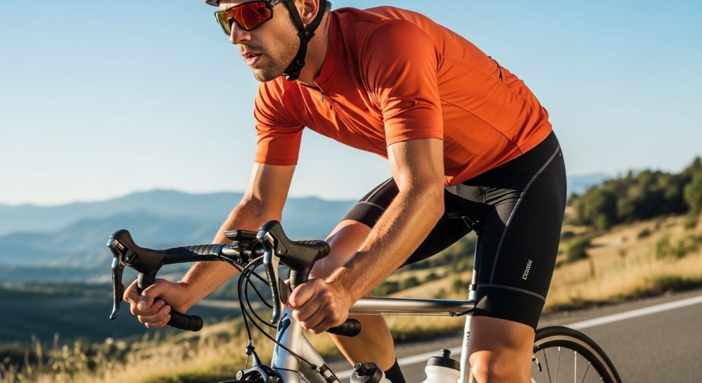 Cyclist wearing budget-friendly padded shorts on a long-distance ride