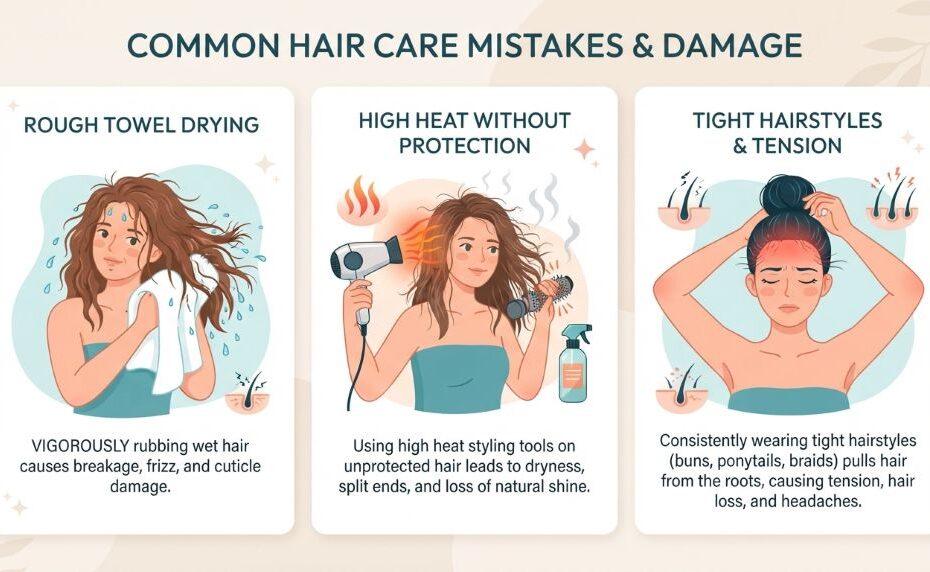 Common hair care mistakes that cause damage