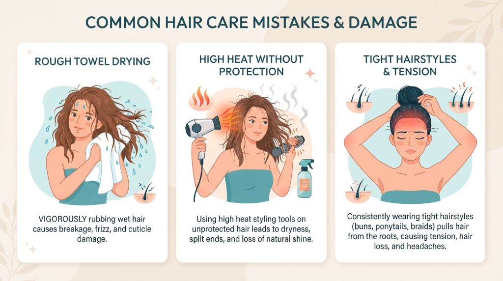 Common hair care mistakes that cause damage