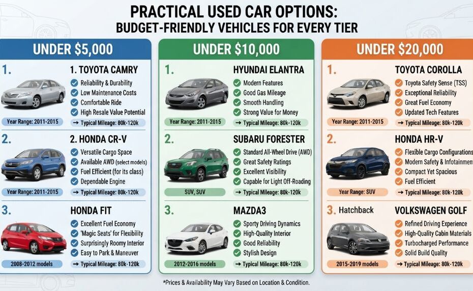 Practical used car options for different budgets