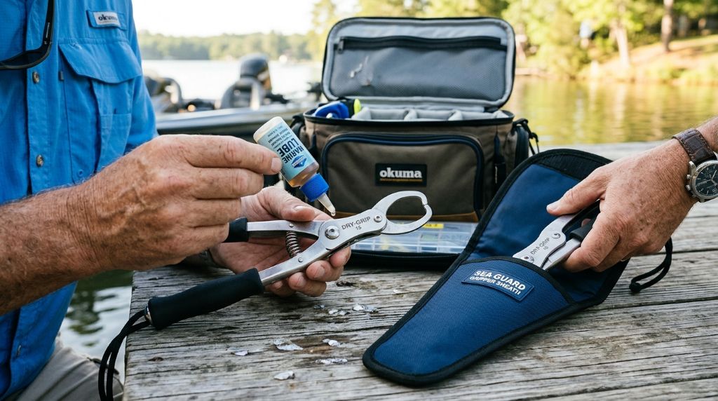 Cleaning fish lip grippers after fishing