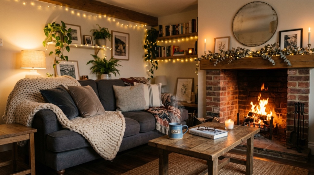 Modern neutral sofa styled with colorful decorative pillows in a bright living room.